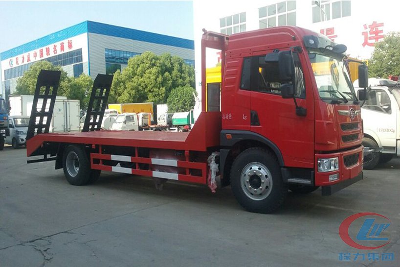 解放龍v平板運輸車側面圖